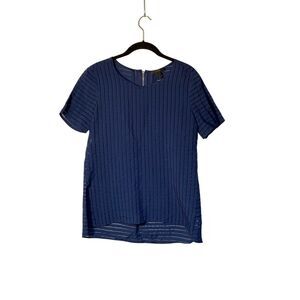 J.Crew women’s blue mesh striped short sleeve blouse size 4